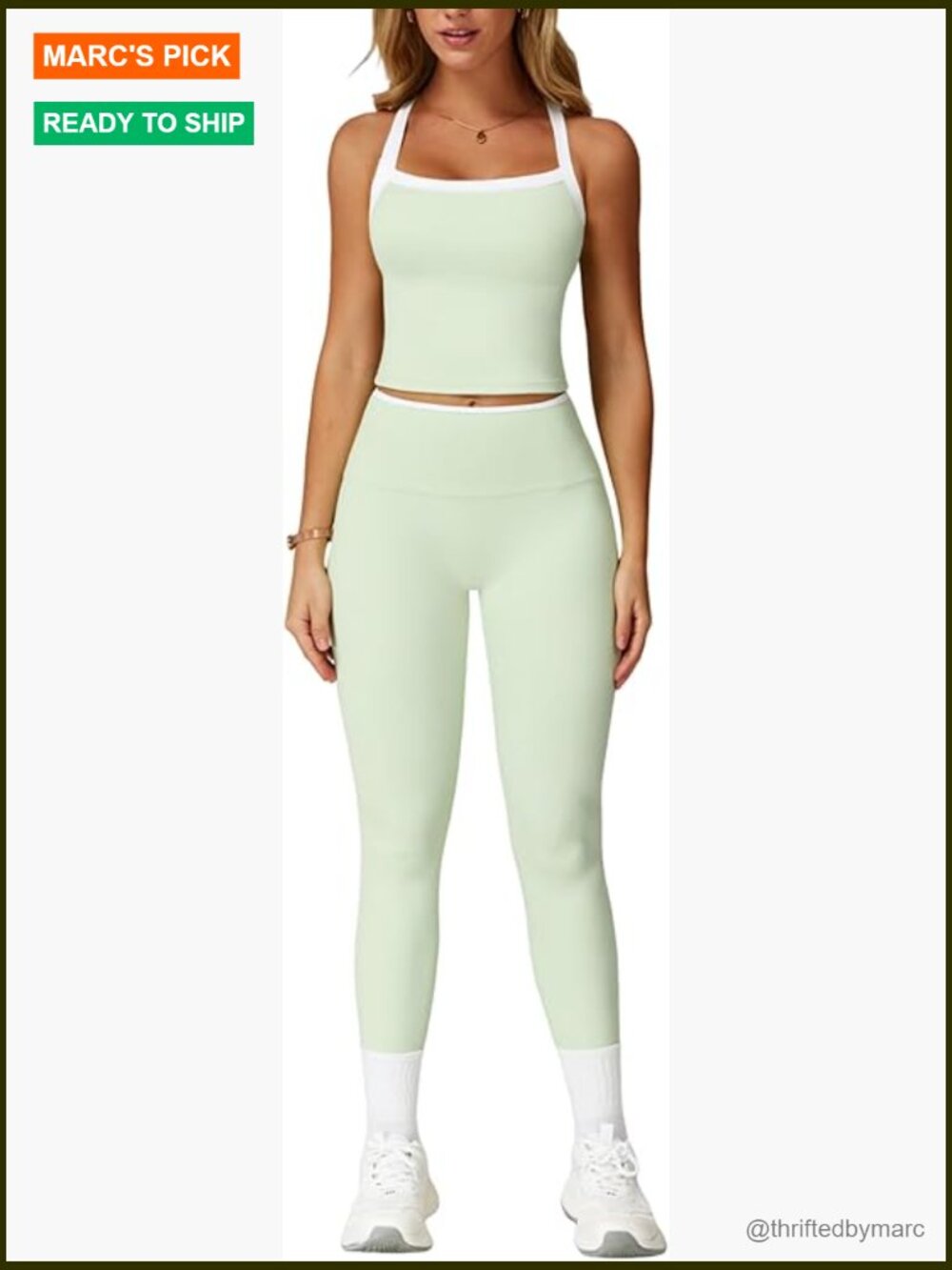 2 Piece Workout Set Criss Cross Back Crop Tank High Waist Leggings Medium